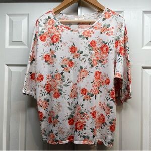 Bobbie Brooks Plus Size Women’s Floral Top Size 2X Orange & White Rose Print